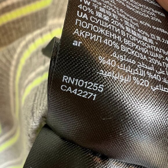 H&M Top Womens Size Medium Gray, White and Neon Yellow Divided Striped Ribbed - Picture 8 of 11